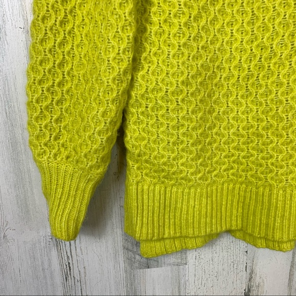 Anthropologie Bia Mock Neck Alpaca Blend Tunic Sweater in Neon Chartreuse XSMALL - Picture 5 of 13
